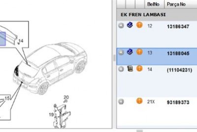 3.FREN LAMBASI ARKA ÜST TAVAN 68 CORSA D-E (1222130) 13188045 3.FREN LAMBASI ARKA ÜST TAVAN 68 CORSA D-E (1222130) 13188045