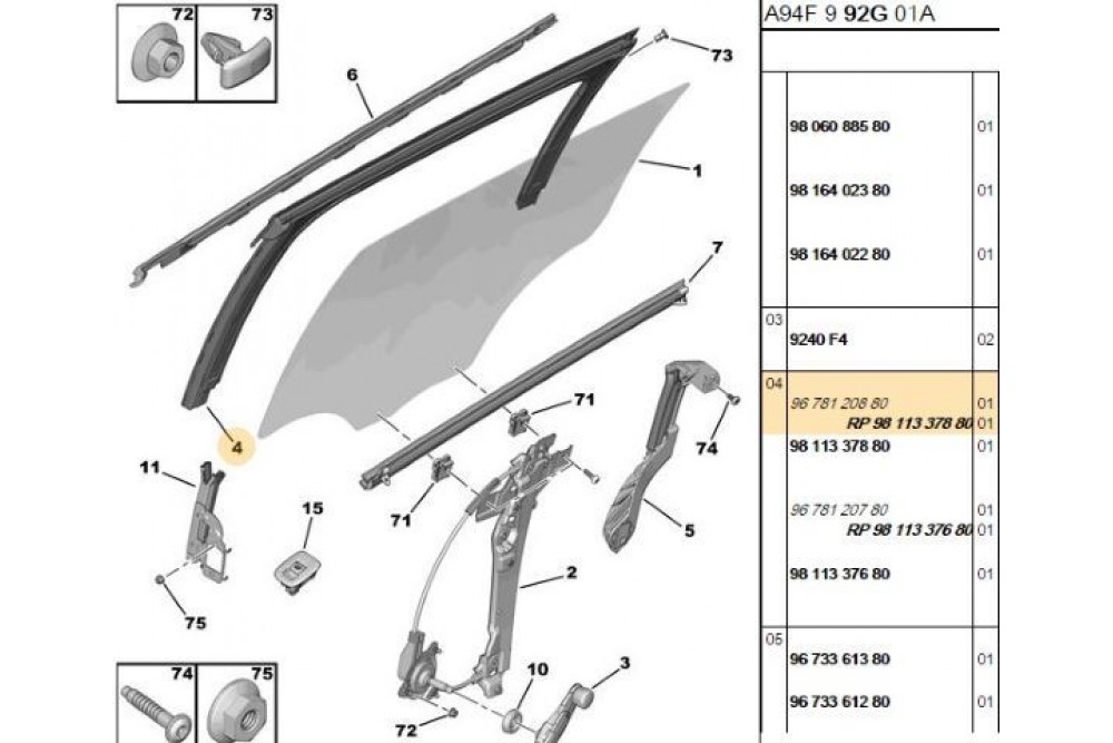SOL ARKA CAM ÇERÇEVE FİTİLİ PEUGEOT P2008 A94F 9811337880 SOL ARKA CAM ÇERÇEVE FİTİLİ PEUGEOT P2008 A94F 9811337880