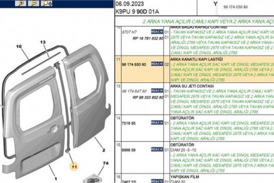  BAGAJ KAPAK ORTA LASTİĞİ BERLINGO VP (K9)