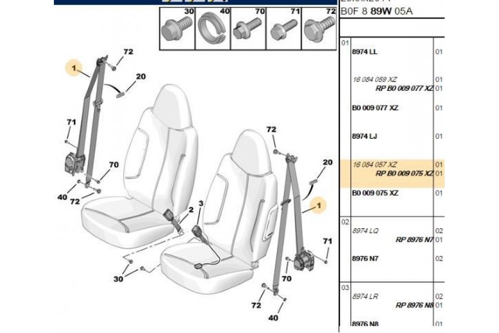 SAĞ EMNİYET KEMERİ PEUGEOT 107 B0009075XZ SAĞ EMNİYET KEMERİ PEUGEOT 107 B0009075XZ